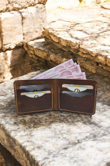 Cy Eternal Antique Camel Genuine Leather Men's Wallet Real Leather Handmade Wallet