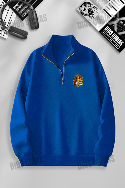 Unisex Women Men Gryffindor Printed Stand Collar Half Zipper Basic Sweatshirt