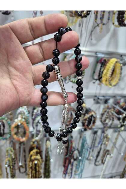 Black Agate 33 Pieces 8 mm Prayer Beads – Natural Stone