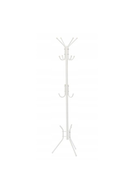 Cuier metalic pentru hol 178 cm, 12 cârlige, design minimalist, alb