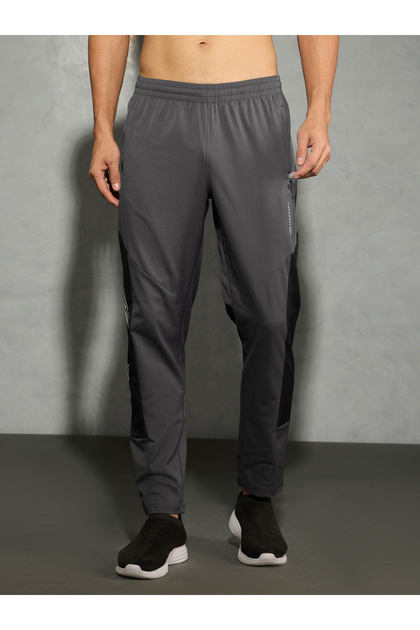 Men Charcoal Relaxed Fit Contrast Panel Track Pants