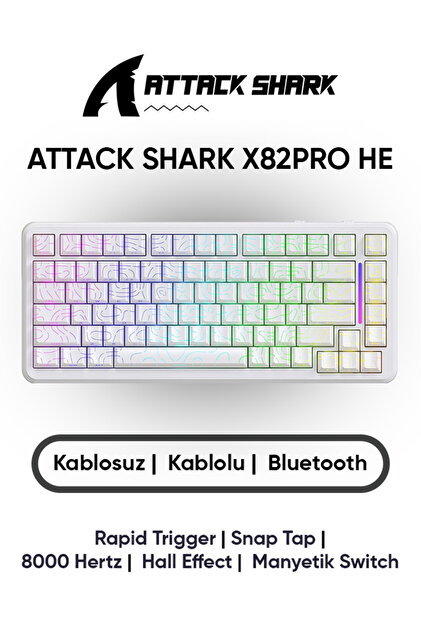 Attack Shark X82 PRO HE Hall Effect Rapid Trigger SnapTap Mekanik Klavye %75 Dizilim Manyetik Switch