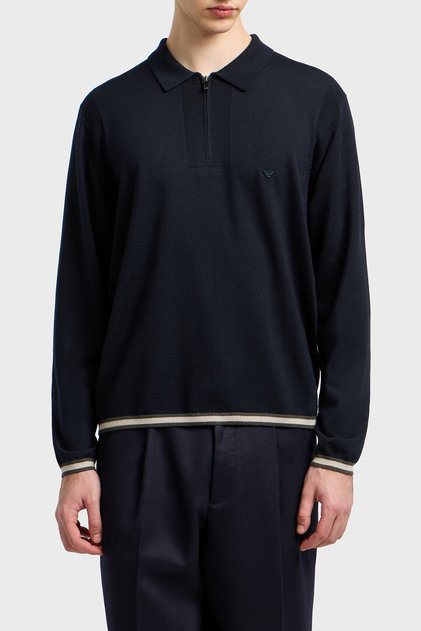 100% Wool Regular Fit Half Zip Polo Neck Sweater Men's Sweater Em001512 Af14158 Ub