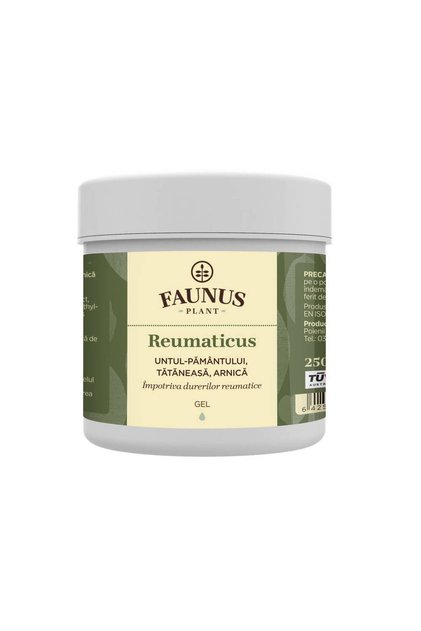 Gel Reumaticus (pentru dureri reumatice), Unt de pământ, Tătăneasă, Arnică, 250 ml, Plantă Faunus