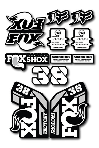 ca kay bu Fox 38 Bisiklet Maşa Sticker Seti – 15 Parça | Fox