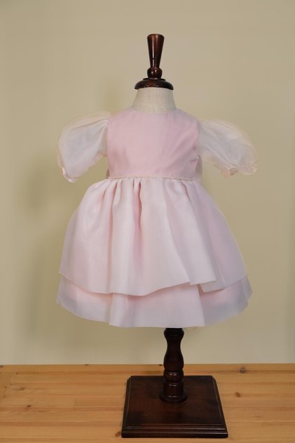 Baby Girl Powder Caroline Fabric Watermelon Sleeve Evening Dress 6-36 Months