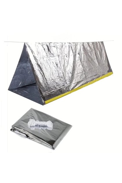 silver 2-Person Outdoor Camping Tent Waterproof Lifesaving Tent Emergency Escape Camping Survival Te