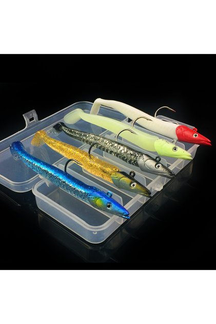 MULTI 5Pcs Lead Head Hooks Fishing Lure Set 22g 12.5cm Artificial Silicone Swimbaits Soft Worms Magg