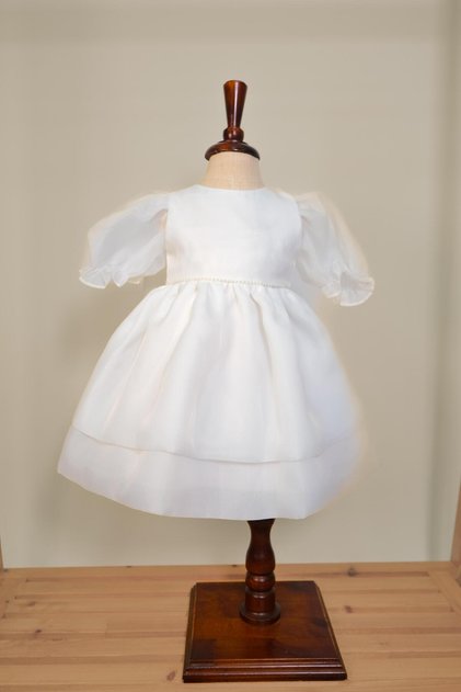 Baby Girl Cream Watermelon Sleeves Stone Detailed Evening Dress 1-5 Years