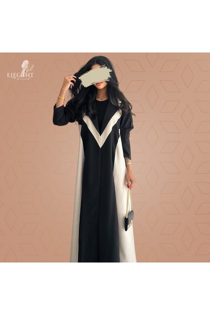 Formal crepe abaya with elegant V-neck design