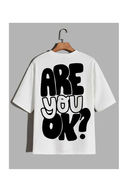 New Season Are You Ok Top Printed Cotton T-Shirt Sebesta Fashion
