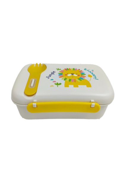 Jungle Roaaar Lion Printed Lunch Box with Spoon for Kids 600ml