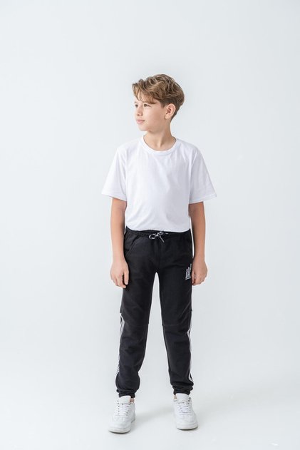 Right Left Side Stripe Printed Left Pocket Bottom Printed Boys' Sweatpants