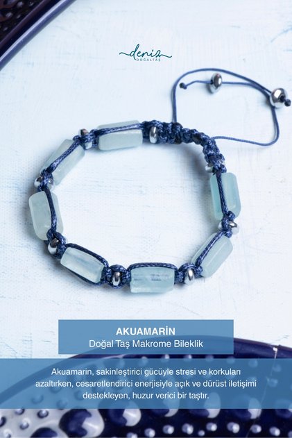 Certified Aquamarine Natural Stone Macrame Bracelet