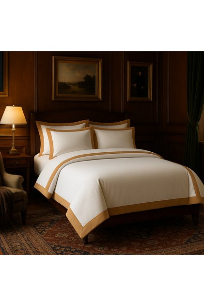 Sea Diary Series Light Brown Striped Cotton Satin Duvet Cover Set