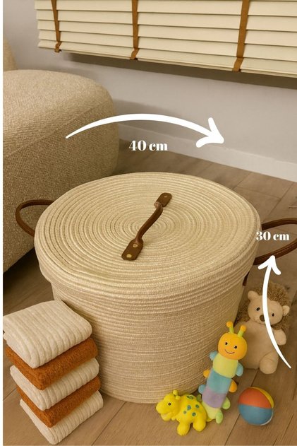 Armonia Leather Handle Covered Dirty Laundry Basket Organizing Basket Toy Basket