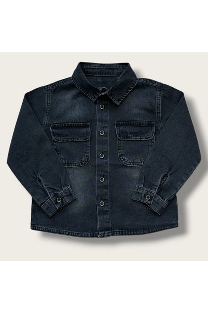 Children's Jeans Denim Shirt Washed Jeans with Pocket Detail