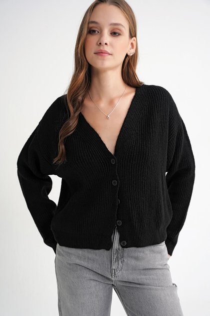 6943 Women's V-Neck Thessaloniki Cardigan Black