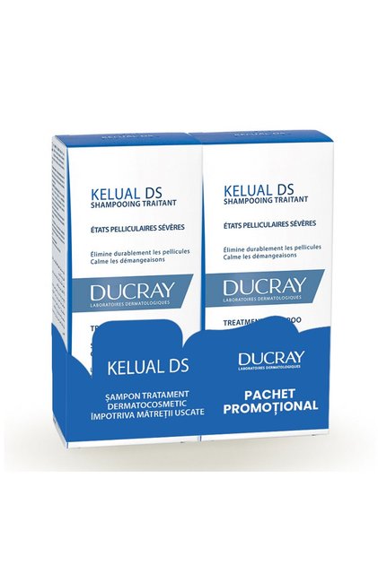 Șampon tratament pentru reducerea mătreții cu efect anti-recidivă Kelual DS, Ducray, 100ml+100ml