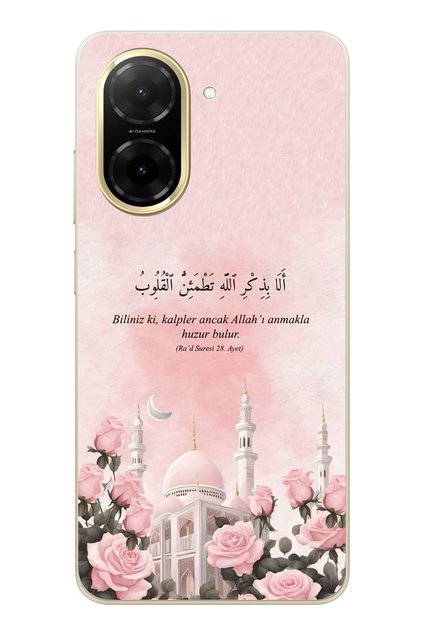 Redmi A5 Uyumlu Rad Suresi Cami ve Güller Şeffaf Silikon Kılıf