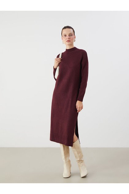 Esvab • Modern & Distinctive Half Fisherman Roba Collar Women's Knitwear Dress