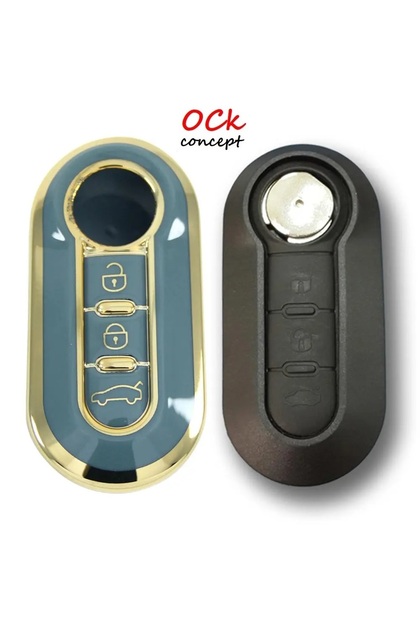 Fiat Doblo 2010+ Sustalı Box Gray Auto Key Control Case Cover Auto Keychain