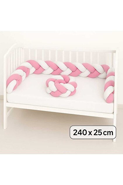 Knitted Protector 240 *25 cm 3-Piece Knitted Crib Protector Pink
