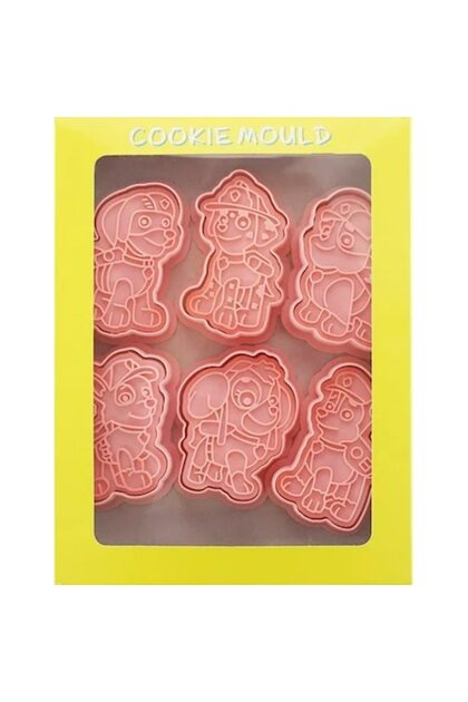 Forme pentru copt turta dulce si prajituri Mixbo, plastic, catelusi, 6 piese, roz