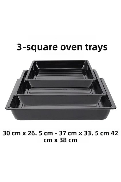 Enamel Fireproof Non-Stick Square Oven Tray Set 30X26.5 Cm...37X33.5 Cm....42X38Cm