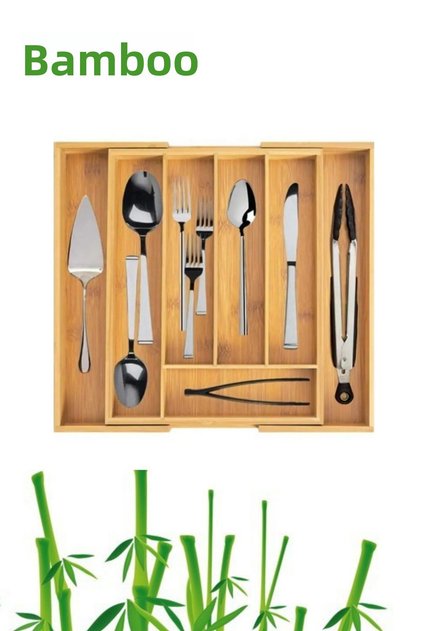 Bamboo Drawer Opening Spoon Holder, Spoon, Fork, Knife Organizer 38*35 cm