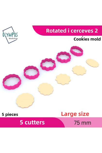 Serrated Frames 2 | 75mm | 5 Pieces | Cookies - Candy Dough - Play Dough Mold Set