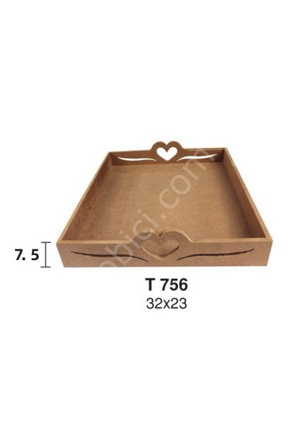 Wooden Tray with Heart Handle Object T756