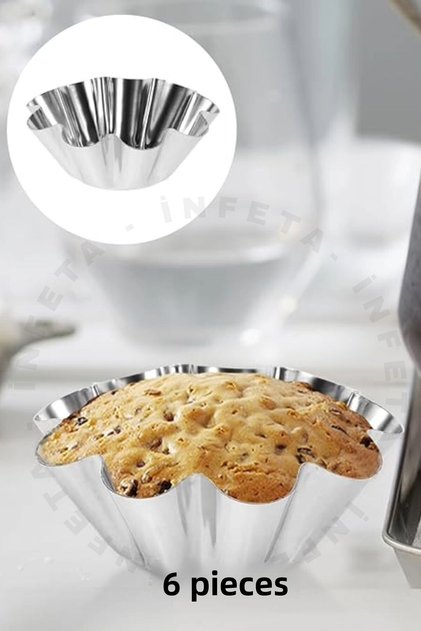 6 Pieces Stainless Mini Cake Mold, Cupcake, Tart, Tartolet, Brownie, Cupcake, Muffin Mold