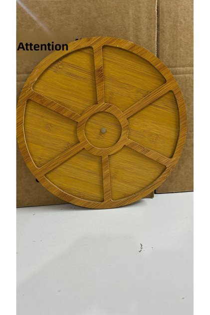 6-Compartment 360 Degree Rotating Presentation Plate for Breakfast, Snacks, and Presentation with Bamboo Look