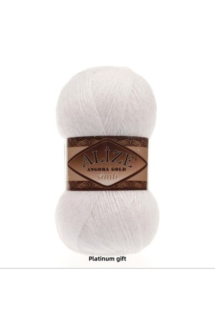(5 Pieces) Angora Gold Lurex 55 White Hand Knitting Threads Vest Cardigan Thread Scarf Sweater Thread