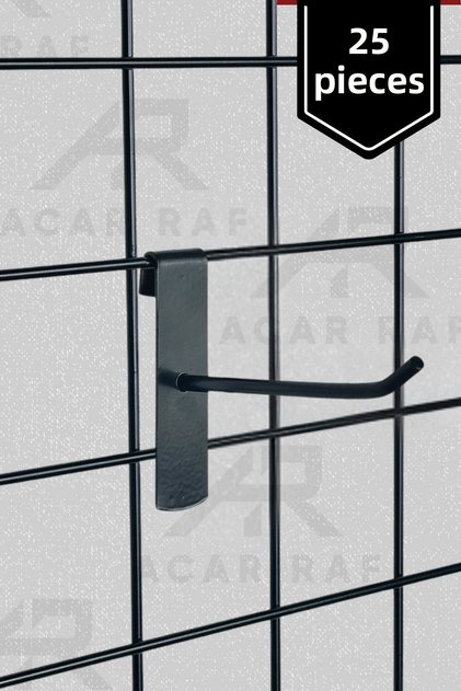 Black Wire Board Hook 15 cm Shelf and 25 Wire Bars