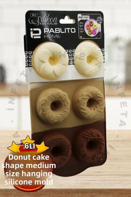 6-Piece Classic Donut Cake Shaped Medium Size Bakable Fireproof Silicone Cake Mold