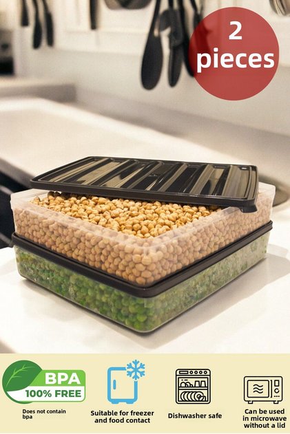 2Pcs 2500ml Refrigerator Freezer Food Storage Container Kitchen Organizer and Storage Container