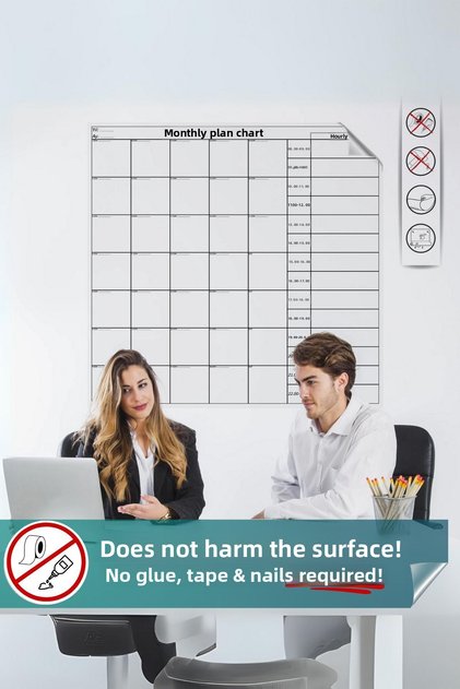 Undated Monthly Plan Chart, Practical Static Smart Paper Clipboard with Photo Document Note Holder Feature