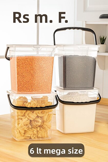 4-Piece Flour and Pulses Container 6 Liters - Transparent Storage Container 2392Seri