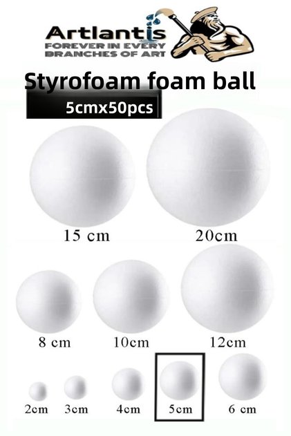 Styrofoam Foam Ball 5 cm 50 Pcs Foam Ball Sphere Balls Round Styrofoam Foam Ball School Experiment Hobby Sana