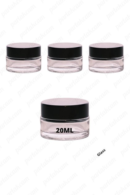20ml transparent color cream jar glass cream box with black color protection lid 20cc glass jar 3 pcs