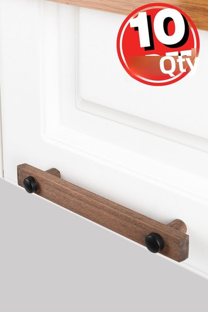 Cabinet Handles, 10 Pieces - 96 Mm (9.6 CM) - Natural Wooden Handles, Drawer Handles, Kitchen Cabinet Handles