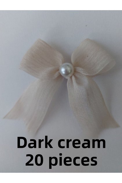 Pearl Detailed Linen Ribbon Napoli Ready-Made Bow (20 Pieces)