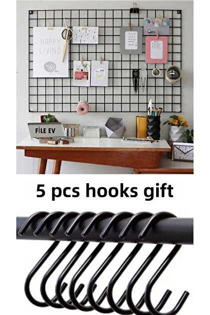 Metal Clipboard Wall Hanger - Wire Photo Hanger, Note Holder 5 Pcs with S Hook Gift