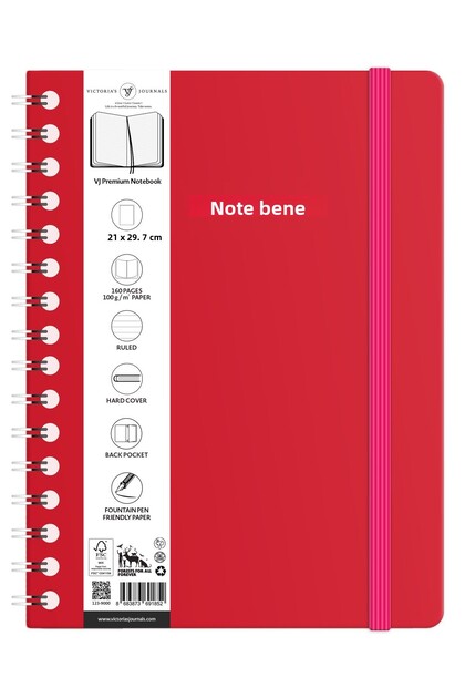 Nota Bene Spiral Premium Hard Cover Notebook, 21x29.7 cm, Striped