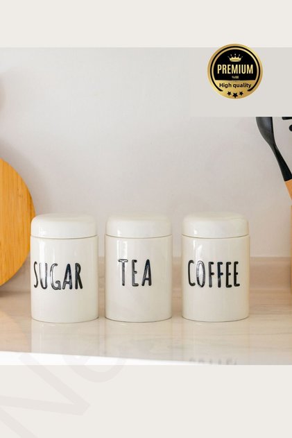 Loza 3-Piece Jar, Spice Bowl Tea Sugar Coffee 680 ml