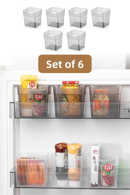 Mini Fridge Organizer Box 6 Pieces Anthracite