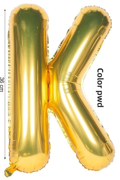 Foil Balloon Letter K Helium Balloon 36 cm Gold Color - K Letter Balloon - Letter Foil Balloon - 16 Inch