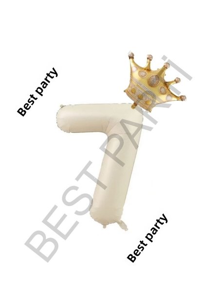 Best Bej Rakam and King Crown Foil Balloon Set Age 7